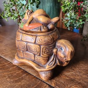 Vintage Cookie Jar Tortoise & Hare Collectible Ceramic
